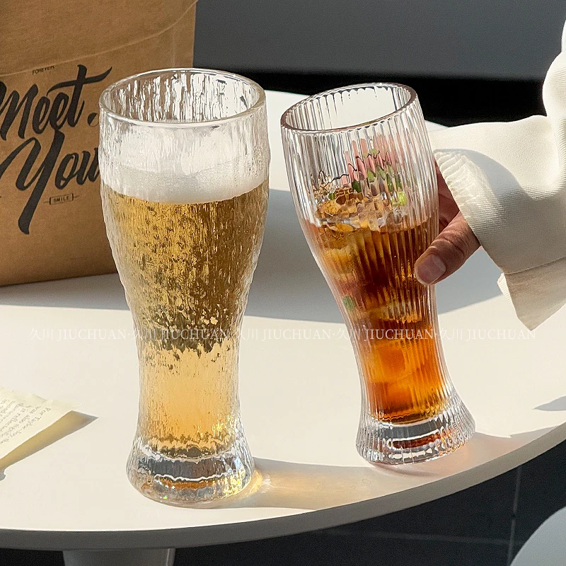 复古高颜值玻璃杯创意刻花水杯子扎啤杯果汁杯啤酒杯精酿杯饮品杯