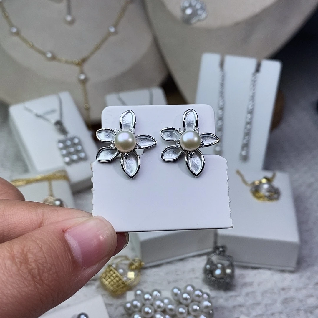 耳饰淡水珍珠银S925镶嵌
