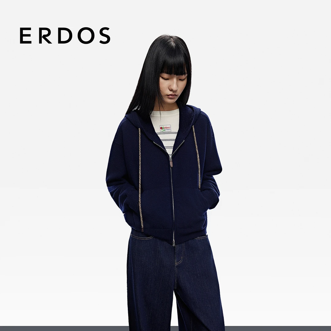 ERDOS 羊绒双提毛圈连帽卫衣外套【雪季狂欢】