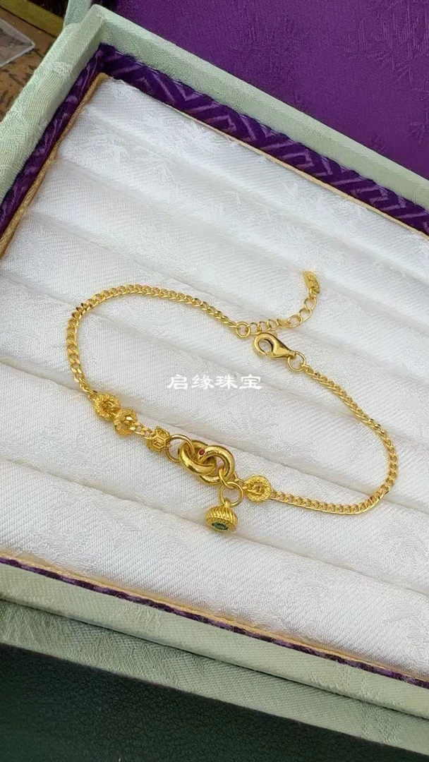 足金环环相扣手链