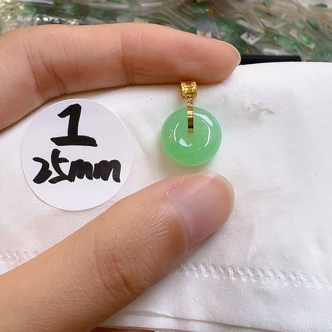 翡翠18K金镶嵌吊坠(不含链)翡翠