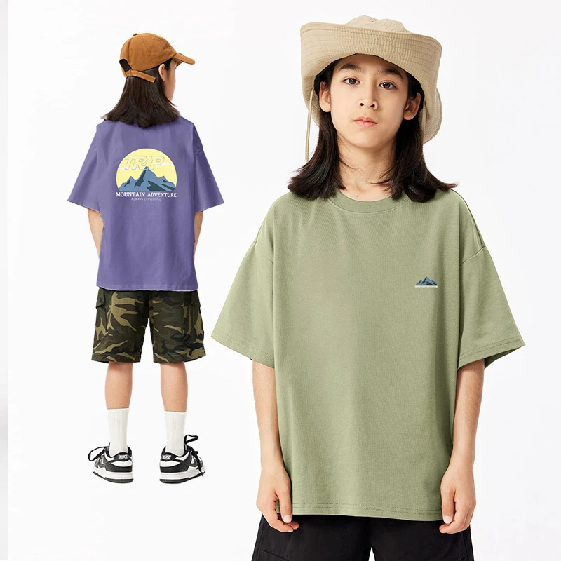 吉米妈童装女男童山系凉感短袖T恤儿童中大童休闲上衣G905C680