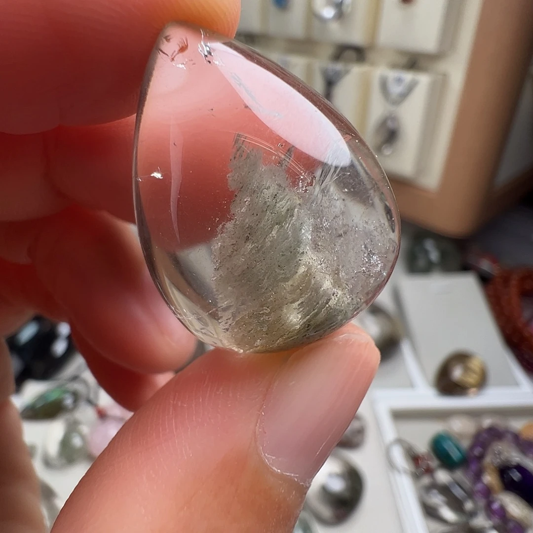 水晶颈饰银S925镶嵌天然幽灵水晶
