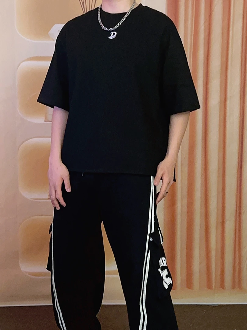【杜朗斯特】短袖夏季时尚舒适350克重绵纶混合面料情侣男女同款