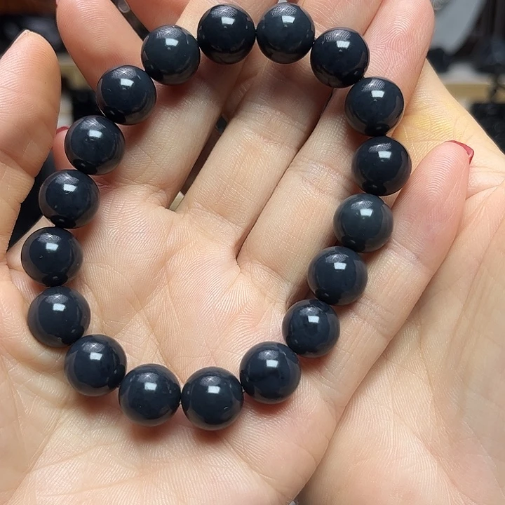 和田玉（墨玉）未镶嵌吊坠(赠链)卡12圆珠福利款
