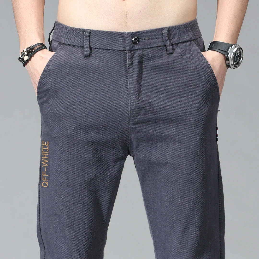 秋冬厚款2025新款商务休闲裤男士修身百搭直筒弹力潮流百搭长裤子