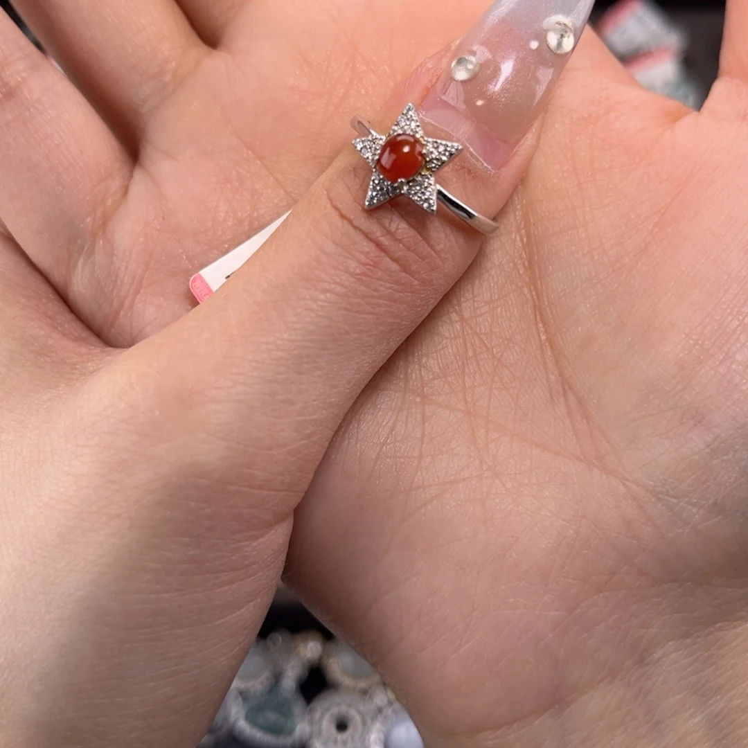 翡翠戒指银S925镶嵌66988