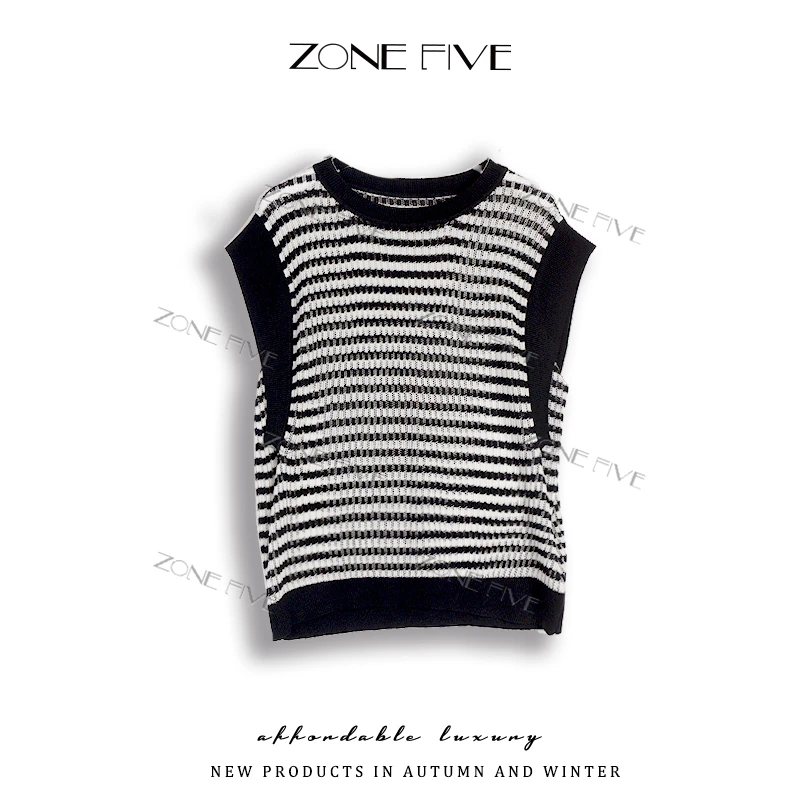 【zonefive】夏季薄款设计感拼色女装T恤百搭显瘦慵懒风短袖上衣