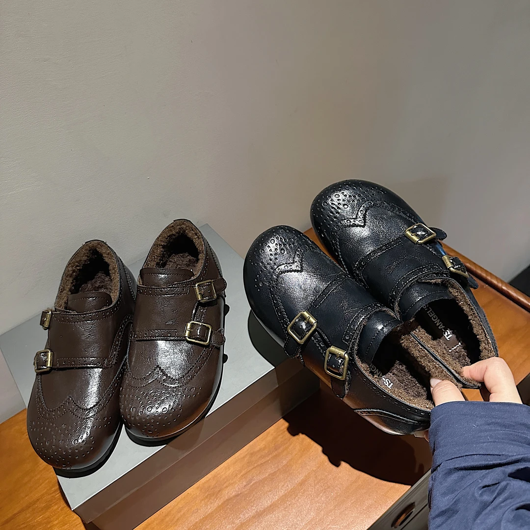 休闲鞋女加绒保暖复古时尚简约勃肯鞋MTB57905B-【云】-X