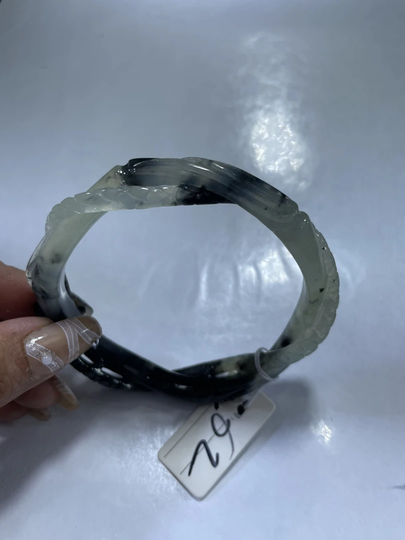 岫玉水墨炸麟蛇盘竹节62口径315号