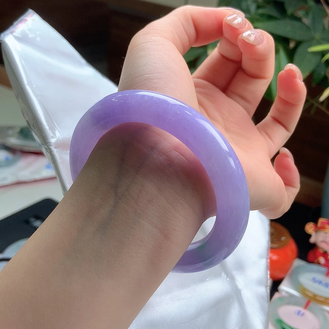 翡翠未镶嵌手镯浓郁紫罗兰33号