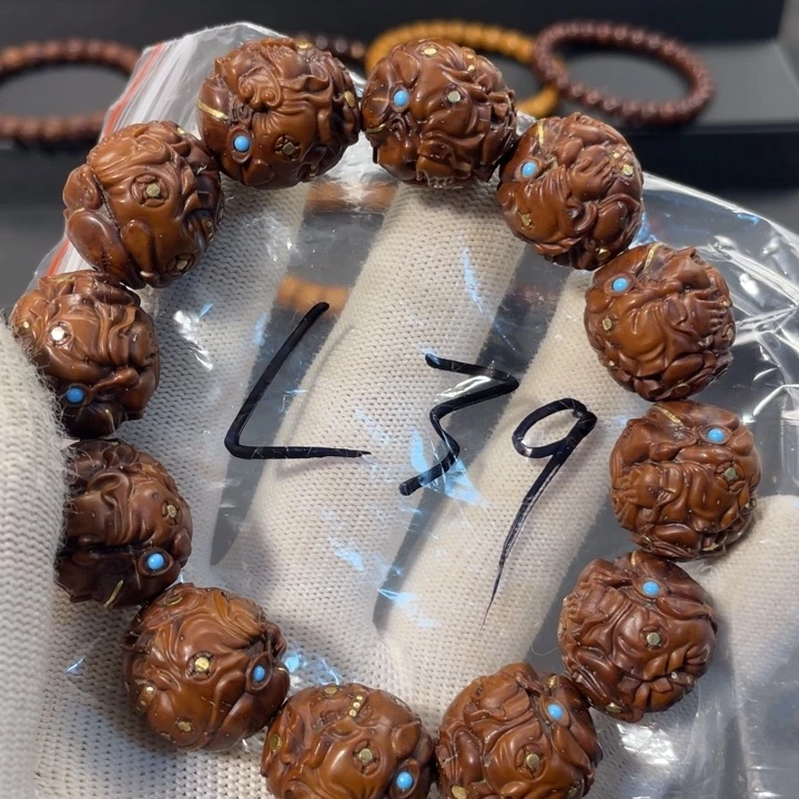 紫金鼠手串2.0纯铜镶嵌财神L39