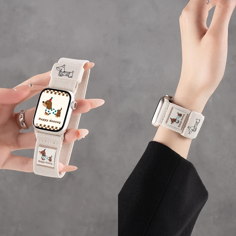 适用苹果S10手表iwatch11表带applewatchS9/8/7/SE创意涂鸦表带女