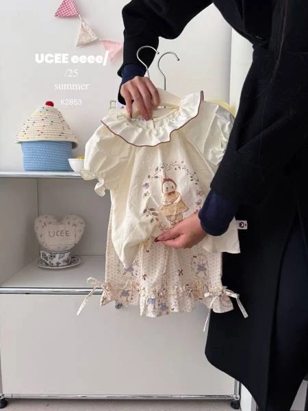 现货 釉兮 小兔子花边纯棉印花套装