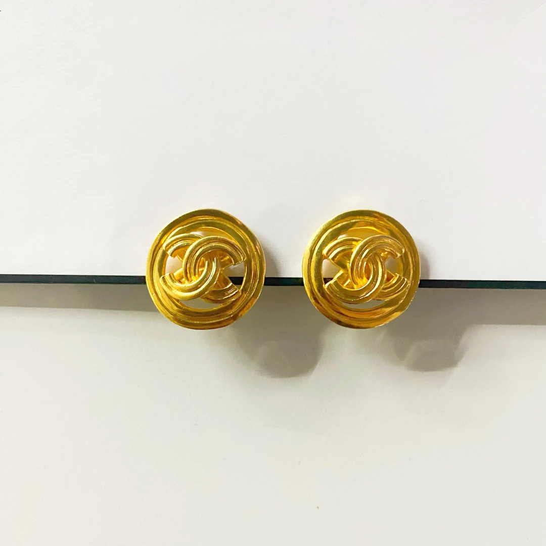 95新 Chanel/香奈儿 Chanel vintage香奈儿中古素金耳夹（单标）