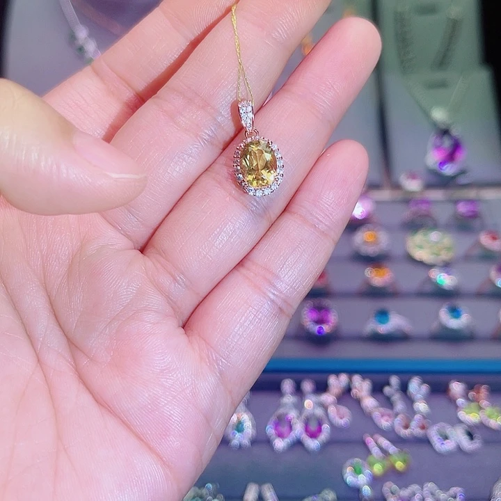 银S925镶嵌吊坠(赠链)黄晶