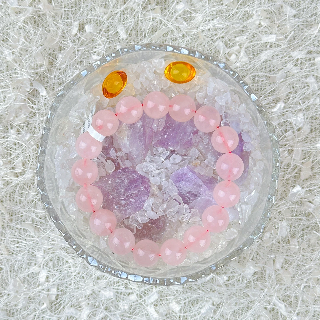 五岳名山天然粉水晶手串女马达加斯加粉晶手链礼物送闺蜜