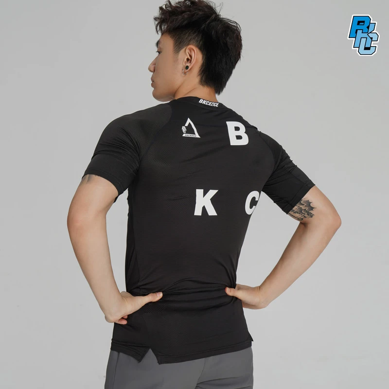 BKCXZICE紧身健身运动短袖男T恤夏季透气速干户外跑步训练速干衣