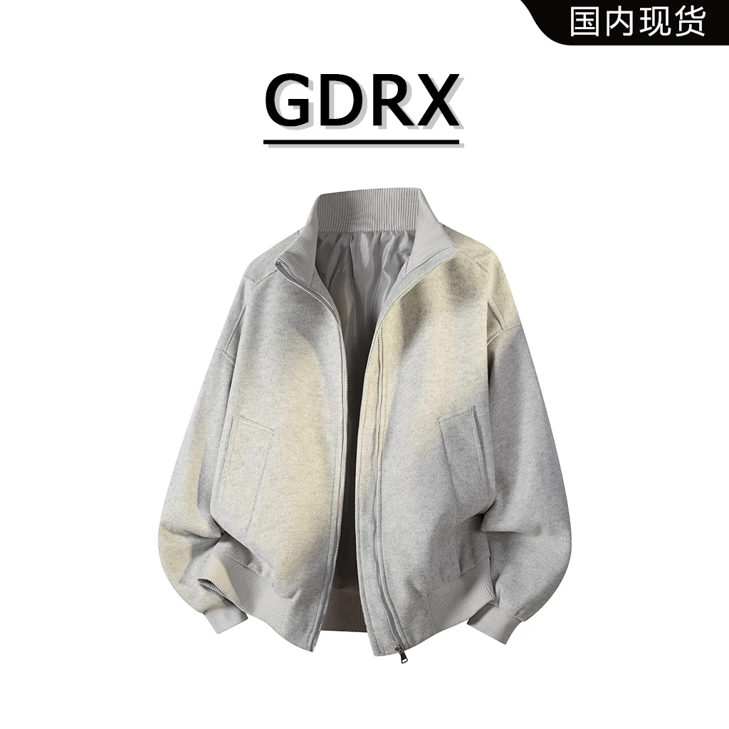 GDRX韩版立领重磅夹克男士秋季潮牌宽松飞行员外套轻奢痞帅男装