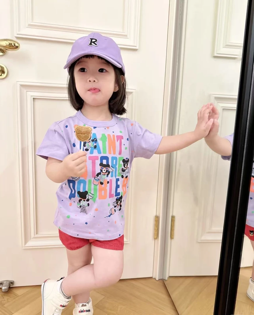 （现货）儿童夏装印花嘻哈风粉刷匠短袖T恤时尚圆领洋气休闲上衣