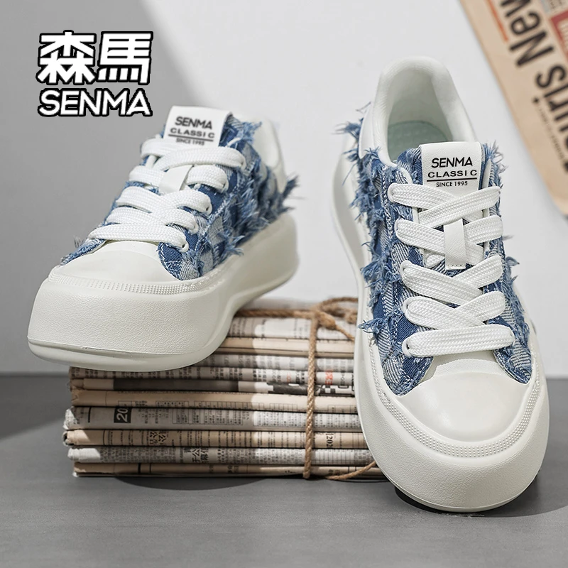 SENMA/森马秋季男鞋2025新款透气百搭薄款休闲鞋港风复古厚底板鞋
