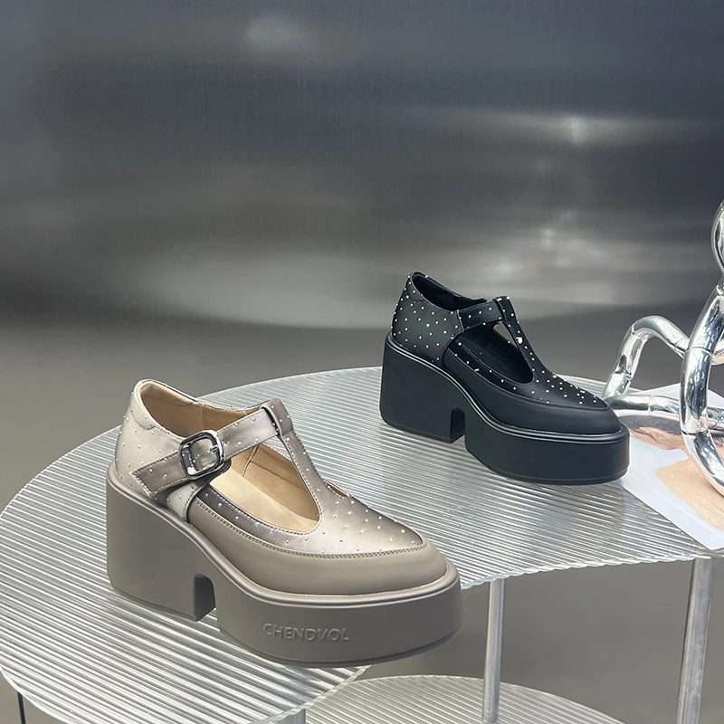 复古玛丽珍鞋女2025年春季新款显瘦尖头增高厚底松糕单鞋SJ2268-7