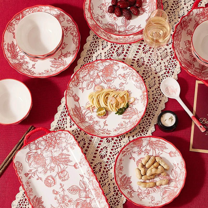 玫瑰皇后餐具散件新婚礼物餐具碗碟结婚礼品闺蜜陪嫁订婚实用乔AD