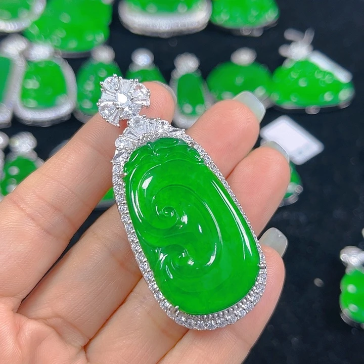 丹***，翡翠银S925镶嵌吊坠(不含链)