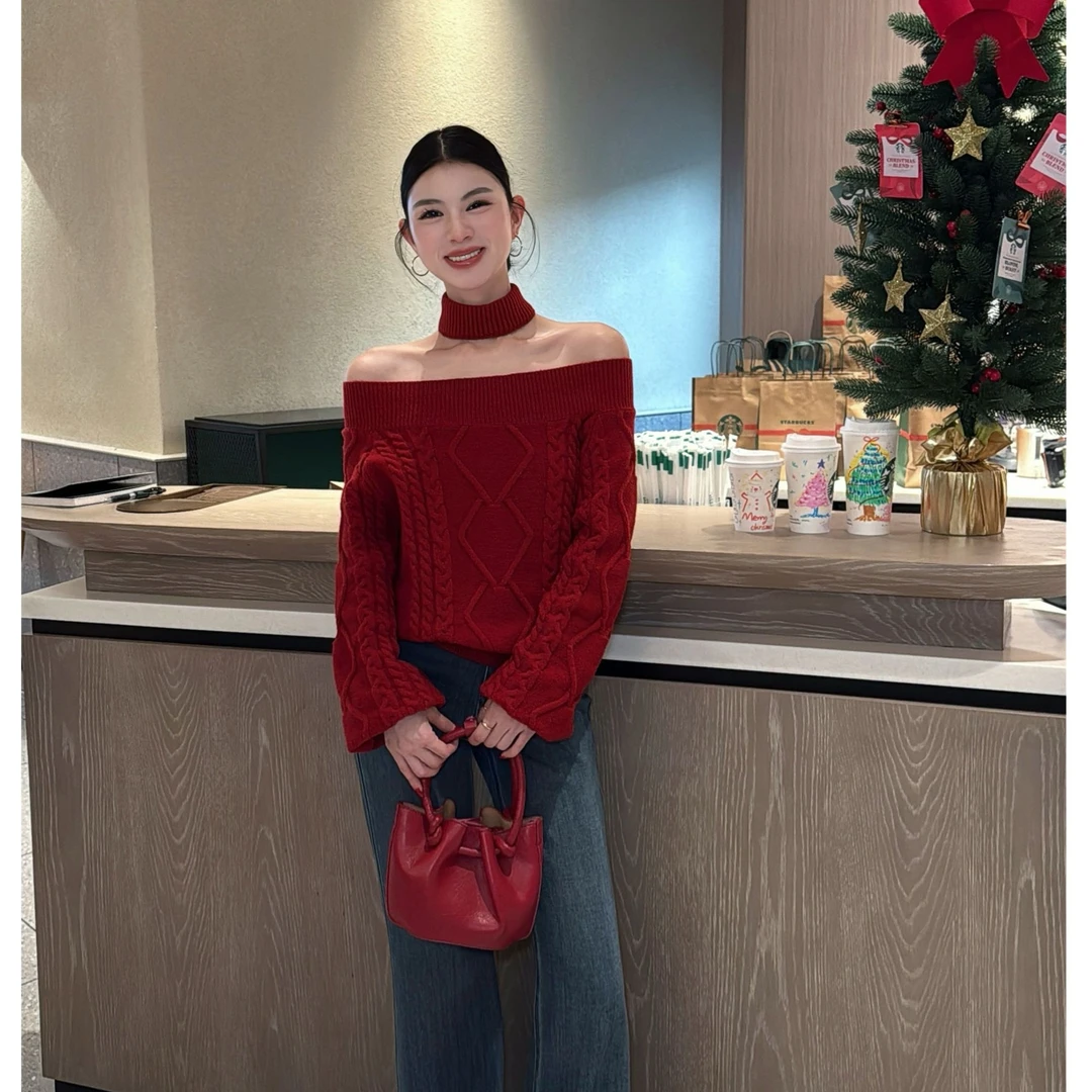 李慧一【精致女神】韩系织纹温柔纯欲宽松显瘦百搭质感法式厚毛衣