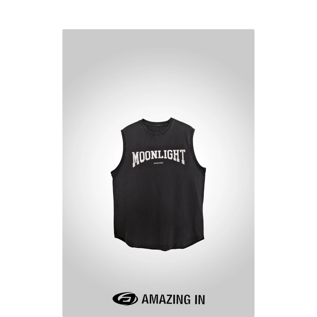 AMAZING IN “美坎”100棉宽松字母印花背心A240530-JVM-18697