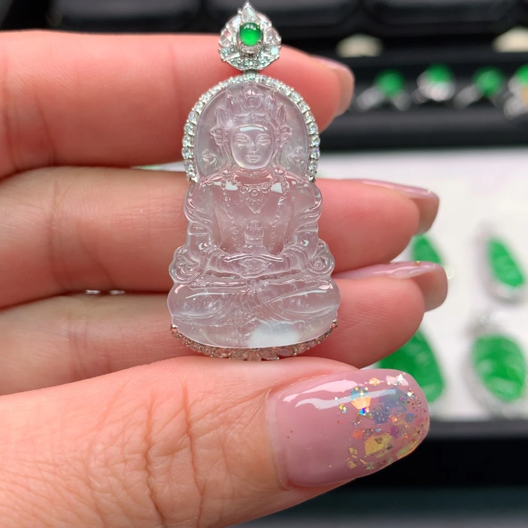 翡翠吊坠(不含链)18K金镶嵌