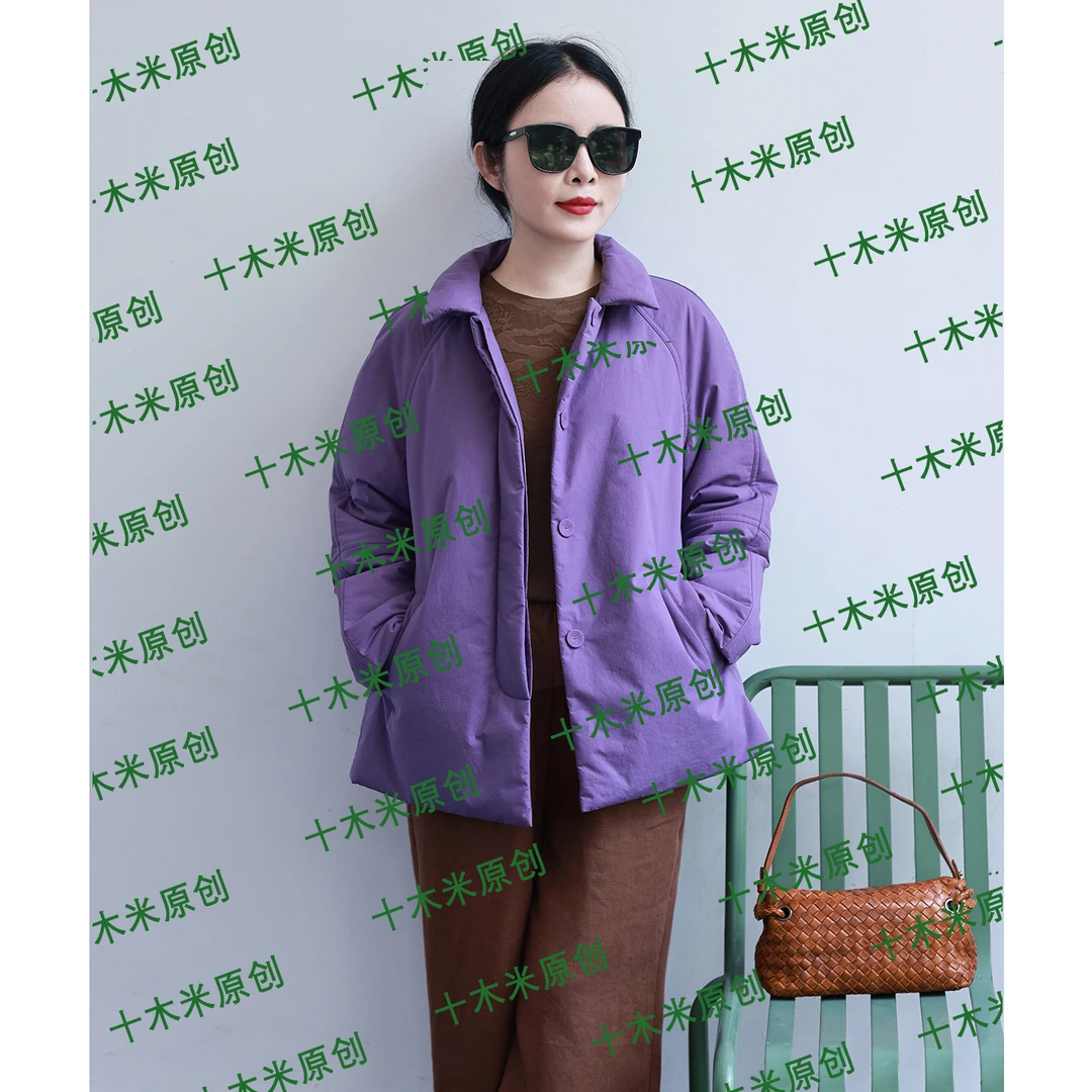 暖窗/十木米原创冬新款百分百长绒棉文艺百搭加厚棉服短外套女