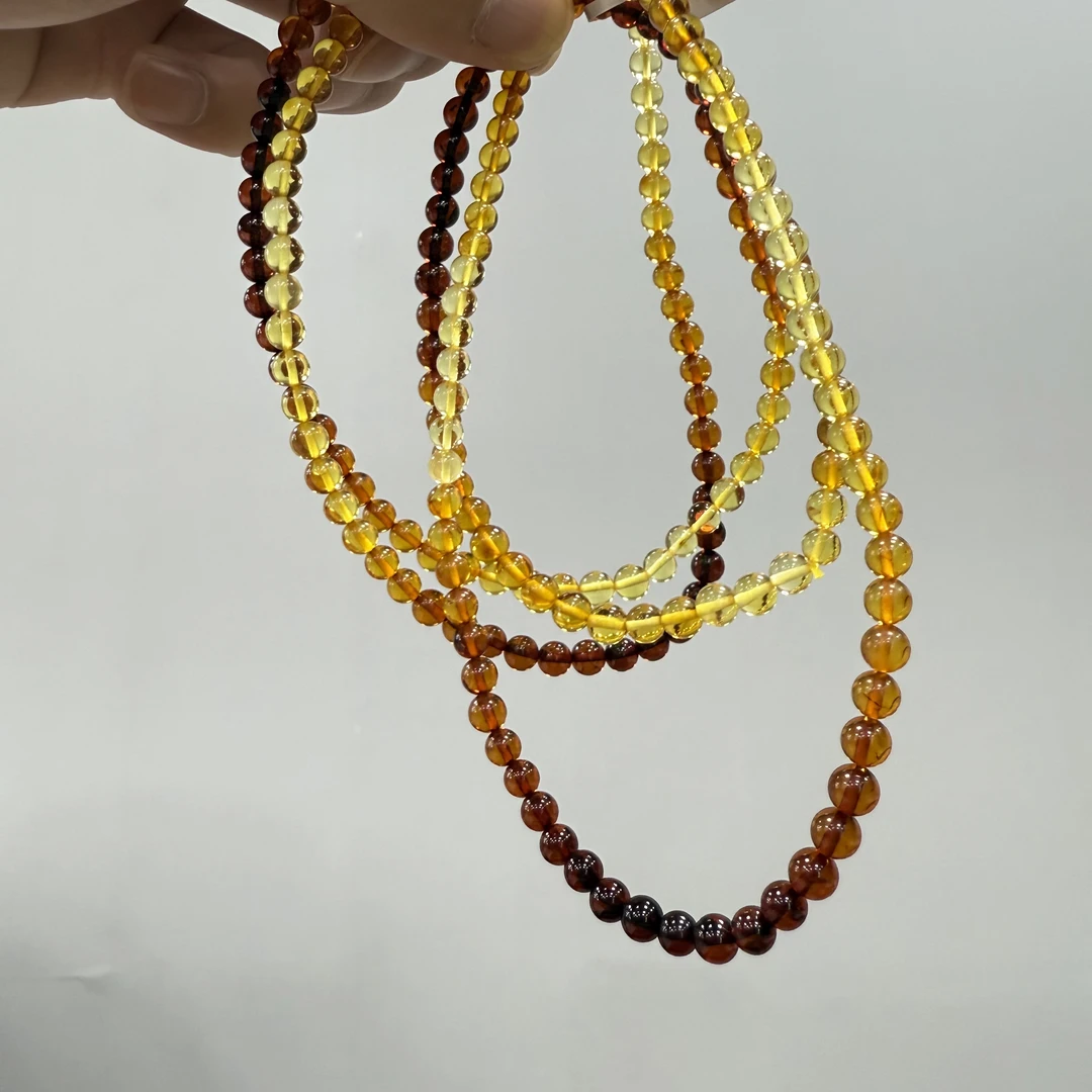 【晶雅颂】琥珀渐变三链 多样性发一件  约4mm+  1057BB