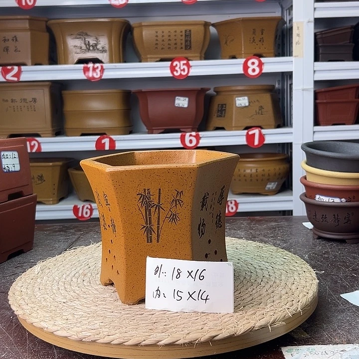 紫砂花盆蛇年大吉