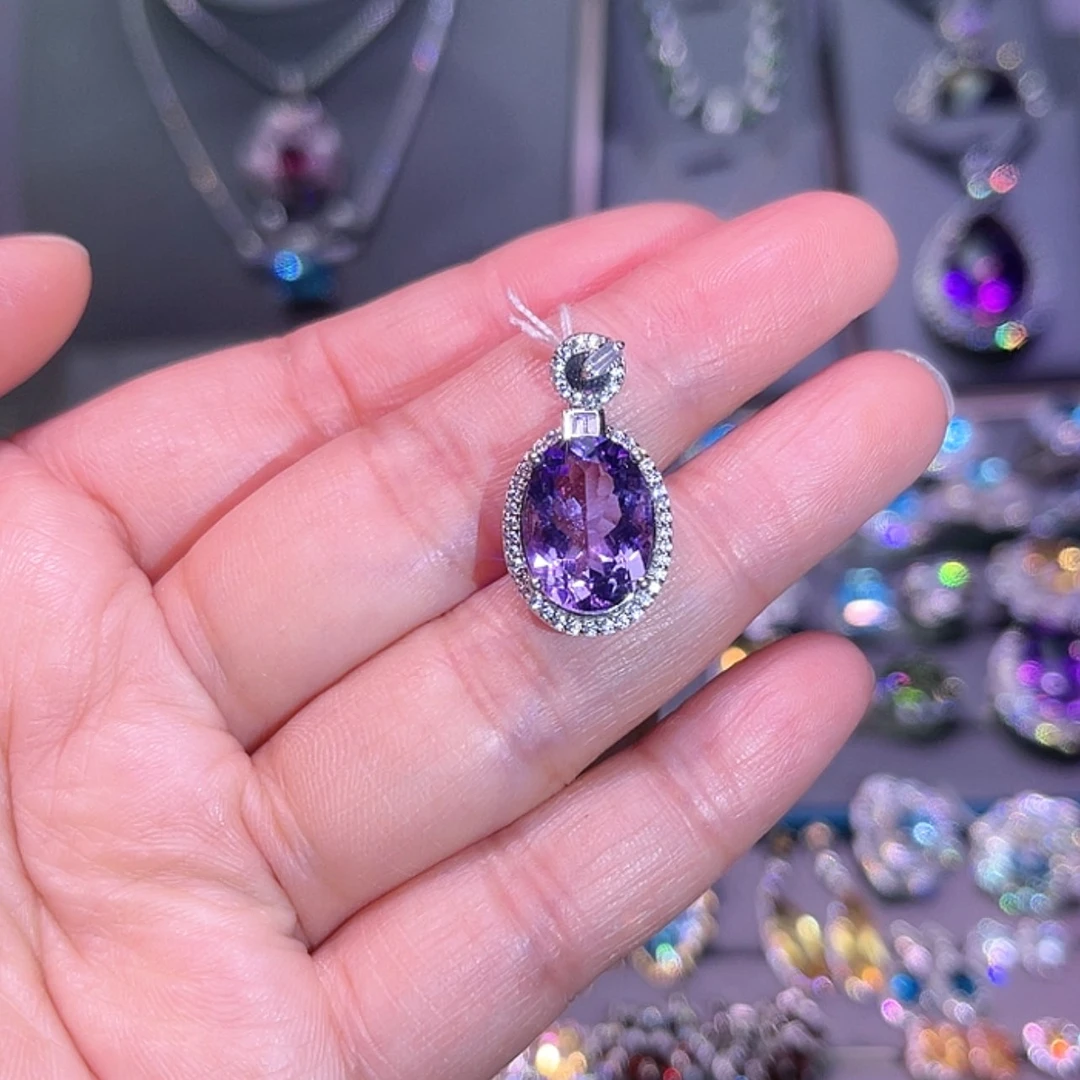 【闪购商品】紫晶吊坠(赠链)银S925镶嵌