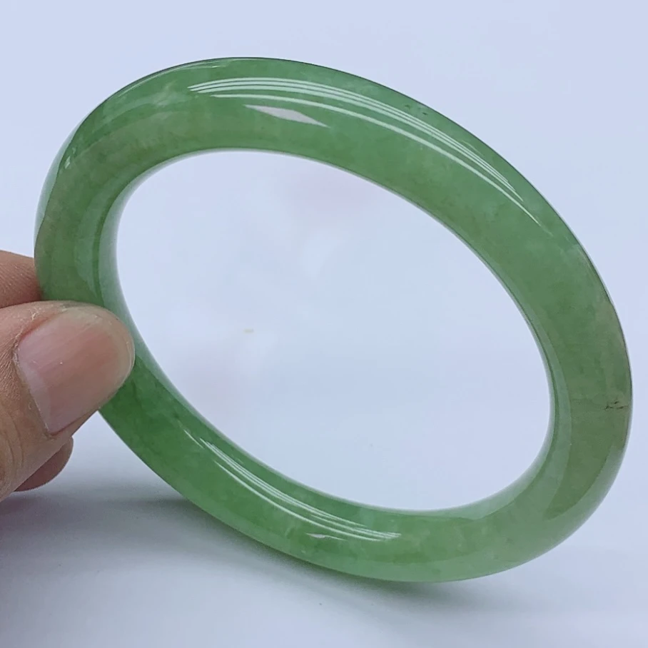 22053翡翠手镯58圈圆条满绿水润天然A货缅甸玉手镯玉镯女款玉手镯