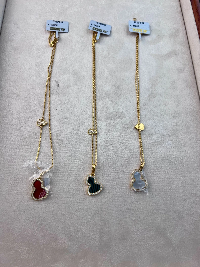 足金999 预售 镶嵌红绿白葫芦套链 多样性发货一件