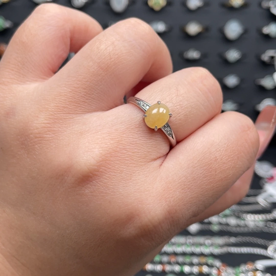 翡翠戒指银S925镶嵌戒指