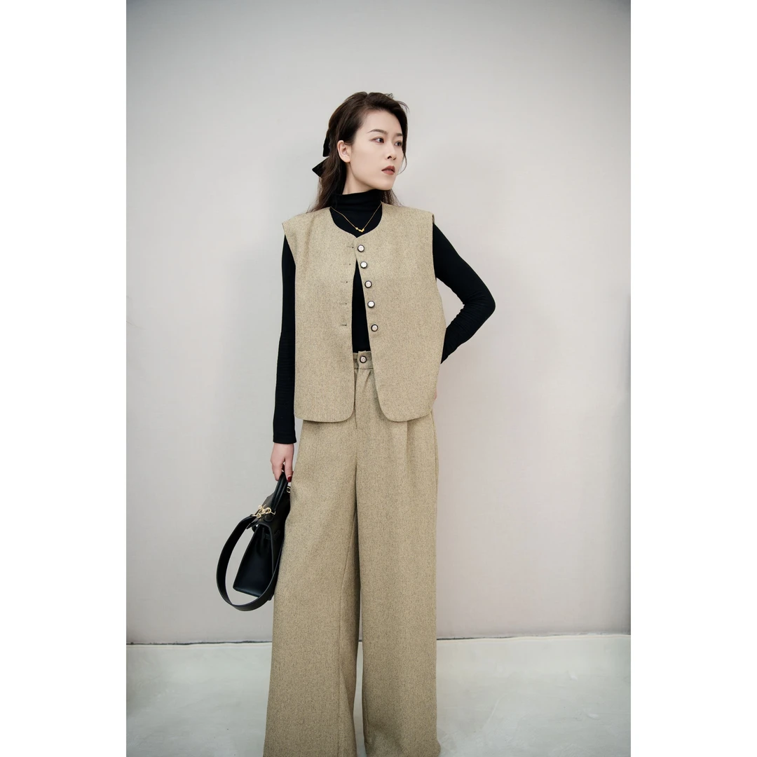 2025春季上新高个子休闲气质轻奢高级感马甲长裤时尚套装SK