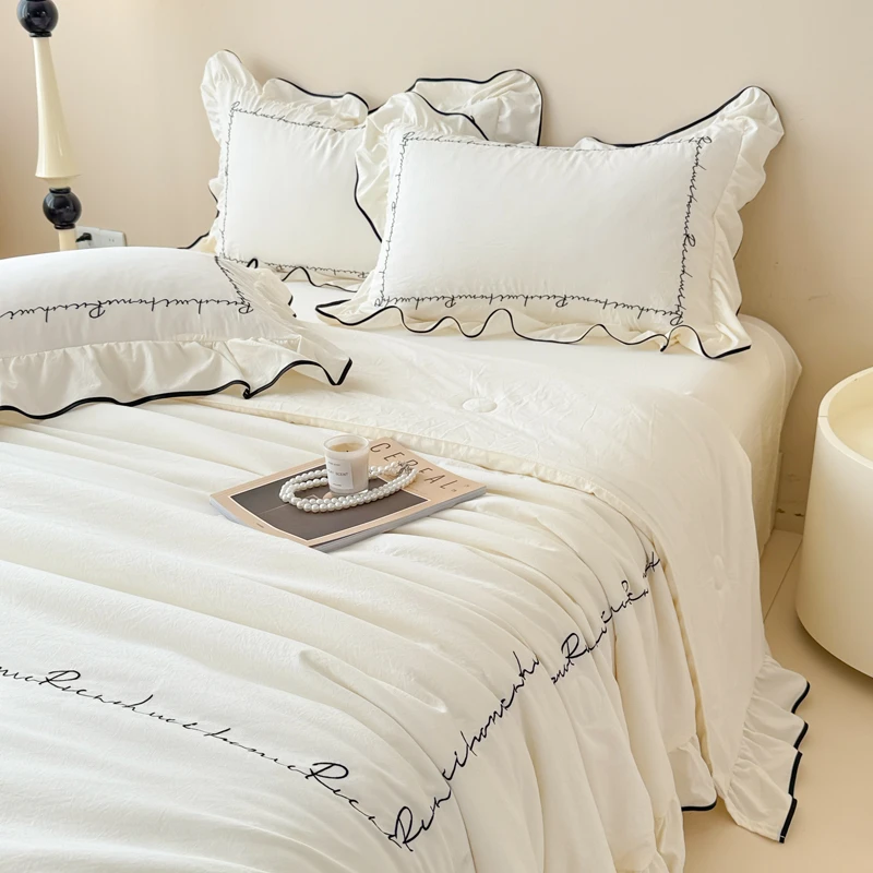 超柔皱皱纱夏被双人空调被夏凉被床上四件套床单儿童学生薄款被子