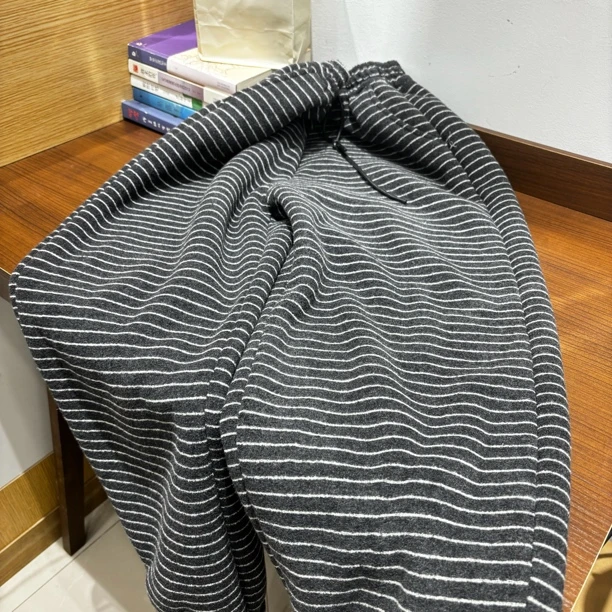 超厚加绒松紧腰24204新款条纹收脚裤建议拍大一码