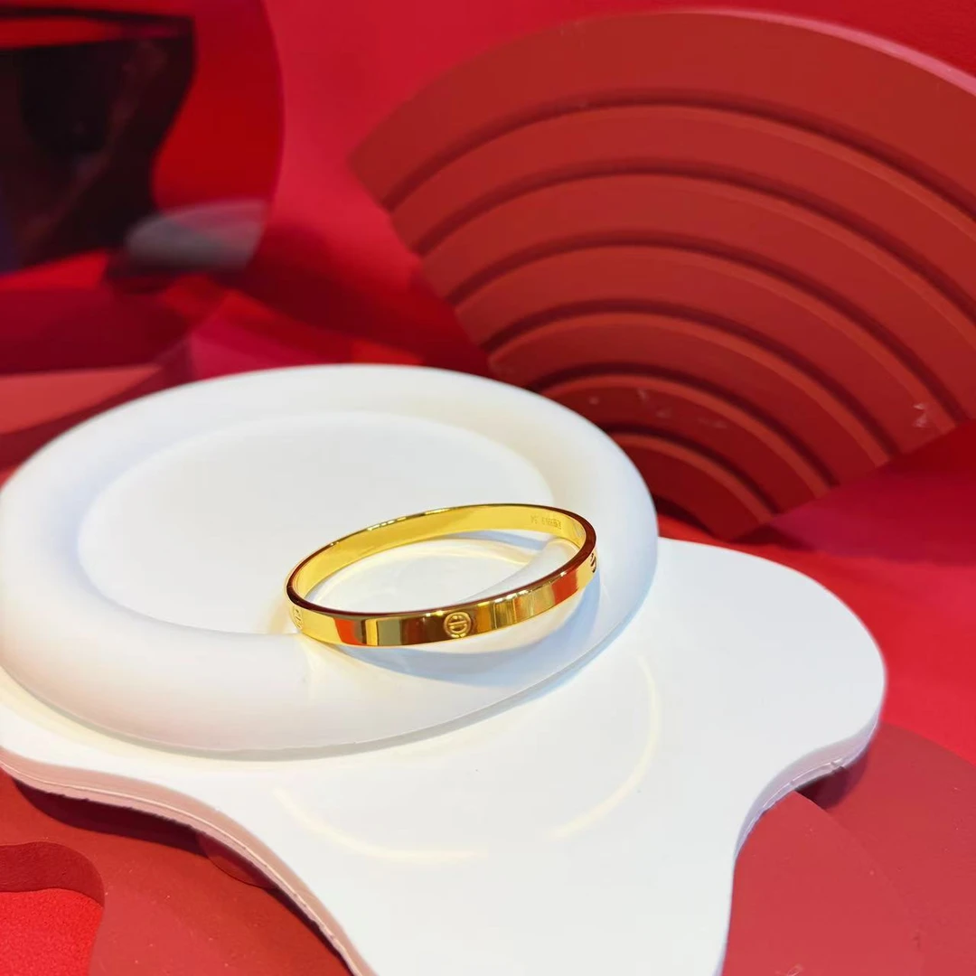 足银手镯 5.3mm宽足银卡卡手镯HNZ10644