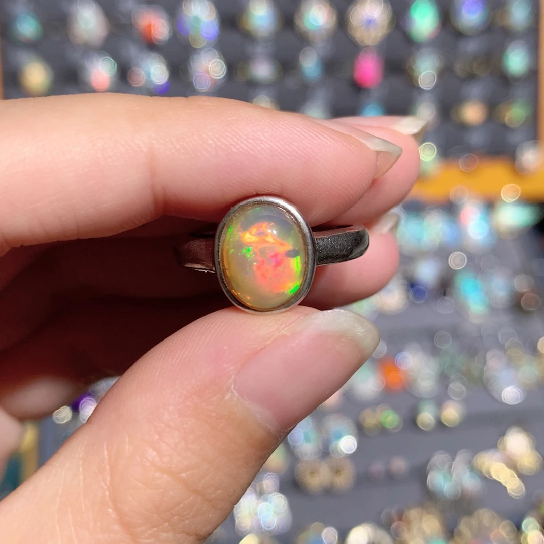 欧泊银S925镶嵌欧泊戒指y