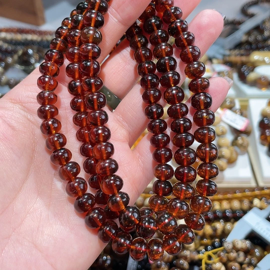 琥珀未镶嵌手链8m血