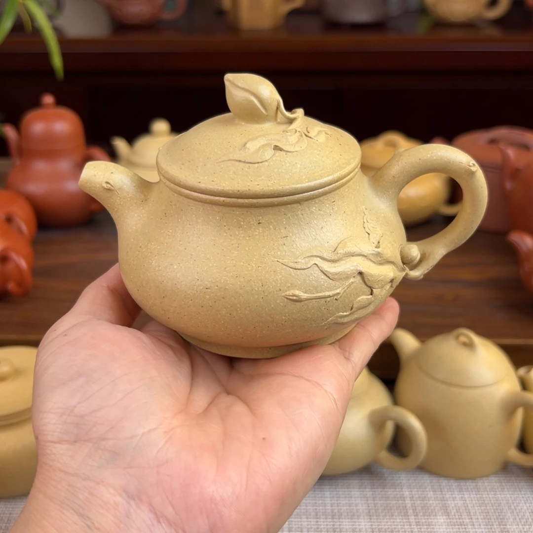 茶壶紫砂本绿寿桃全手210cc