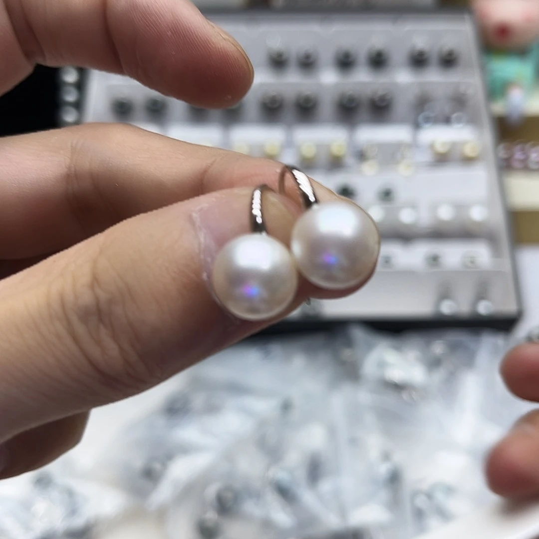 银S925镶嵌耳饰海水珍珠