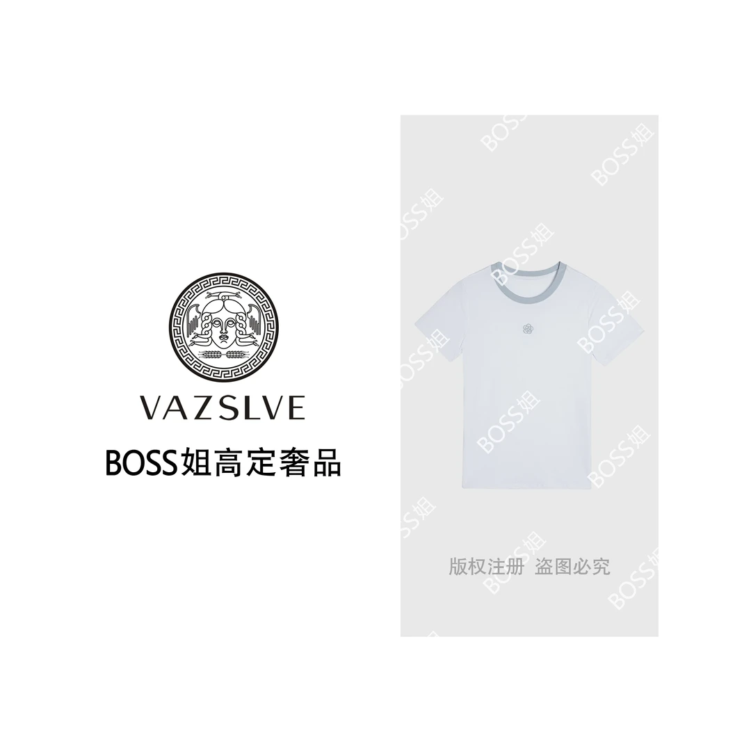 【VAZSLVE/原创设计】5368莱赛尔92%山茶花刺绣时尚短袖上衣2591