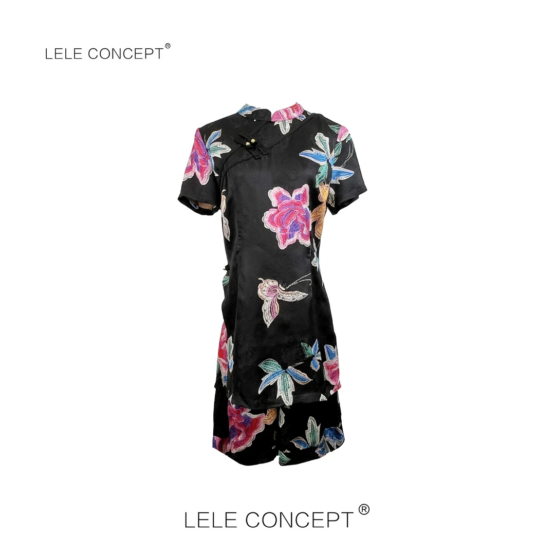 LELE CONCEPT丨【如一】新中式花朵盘扣短裤套装T0150