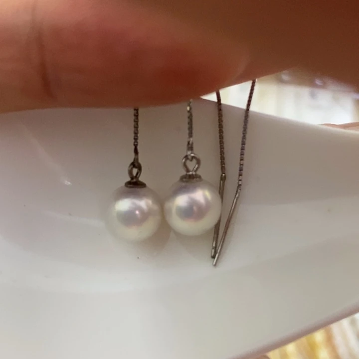 银S925镶嵌耳饰淡水珍珠
