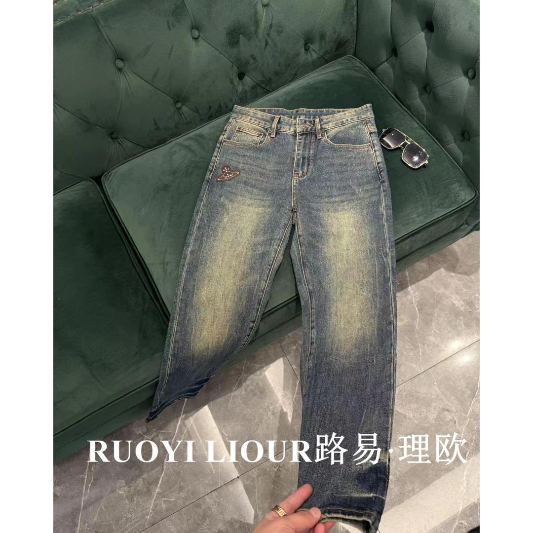 【路易理欧】欧货时尚潮流街头纯色休闲百搭男士牛仔裤5725